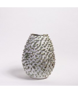 Kameninová váza - bílo-zelená L