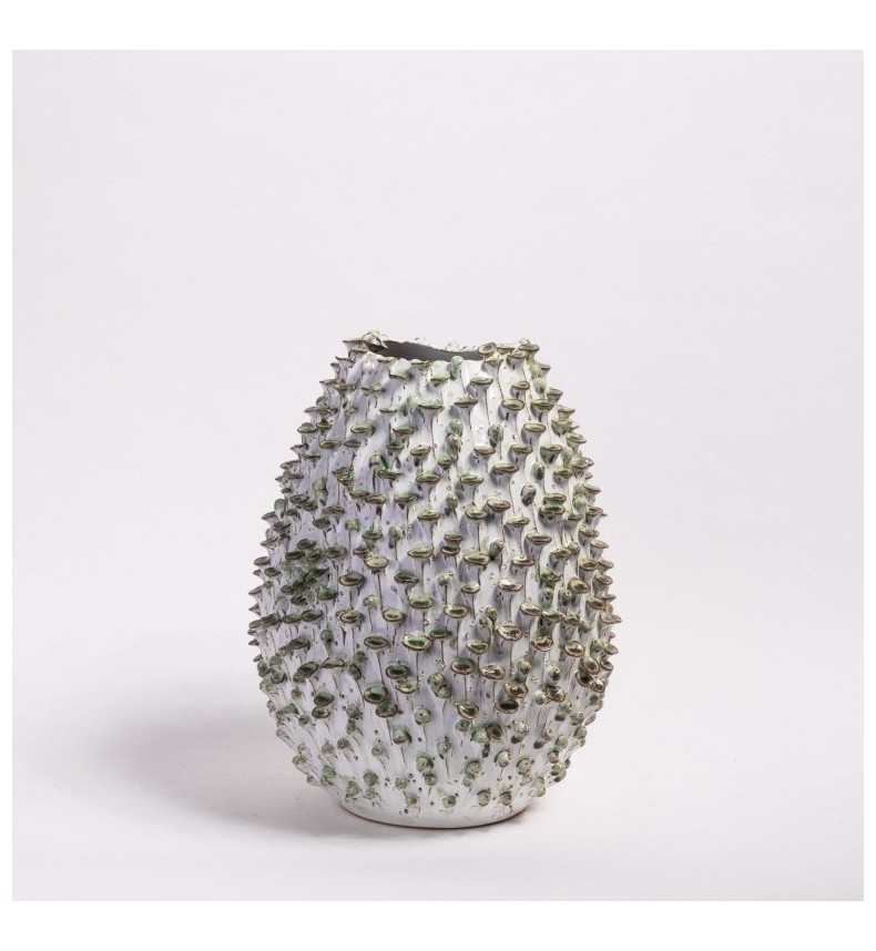 Kameninová váza - bílo-zelená L