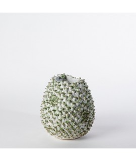 Kameninová váza - bílo-zelená M
