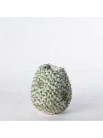 Kameninová váza - bílo-zelená M